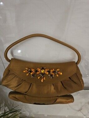 Vintage Valerie Stevens Tan Jeweled Mini Shoulder Bag